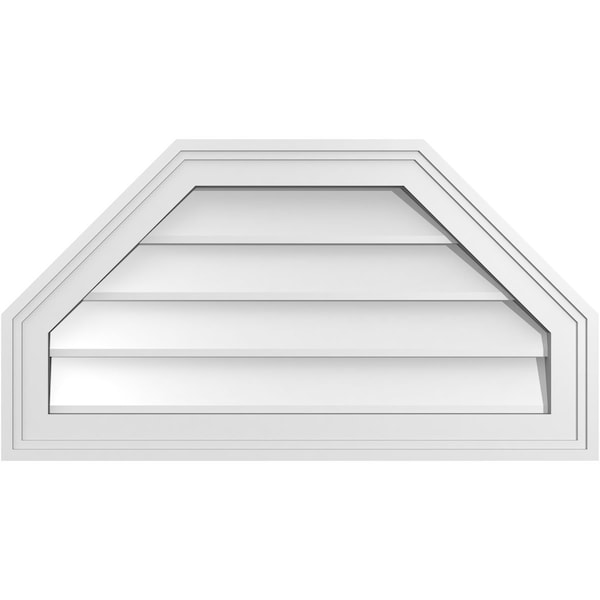 Ekena Millwork Octagonal Top Surface Mount PVC Gable Vent w/ 2"W x 1-1/2"P Brickmould Frame, 26"W x 14"H GVPOT26X1402SN - main